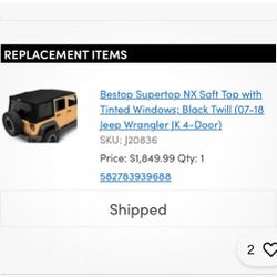 Jeep Jk Soft Top 07-18 Practically New!