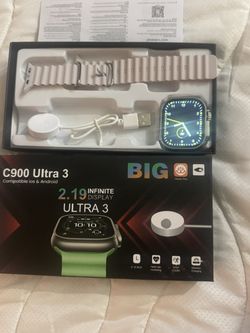 C900 Ultra 3 Smartwatch – 2.19" Big Display, Heart Rate, iPhone & Android (Sealed)