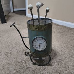 Antique Vintage Golf Caddy Cart With PGA Time Clock  