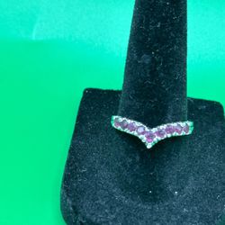 Pink Sapphire 925 Silver Wishbone Style Ring Size 7 Great Condition