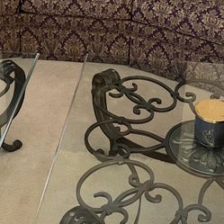 Glass&Iron Coffee And End Tables
