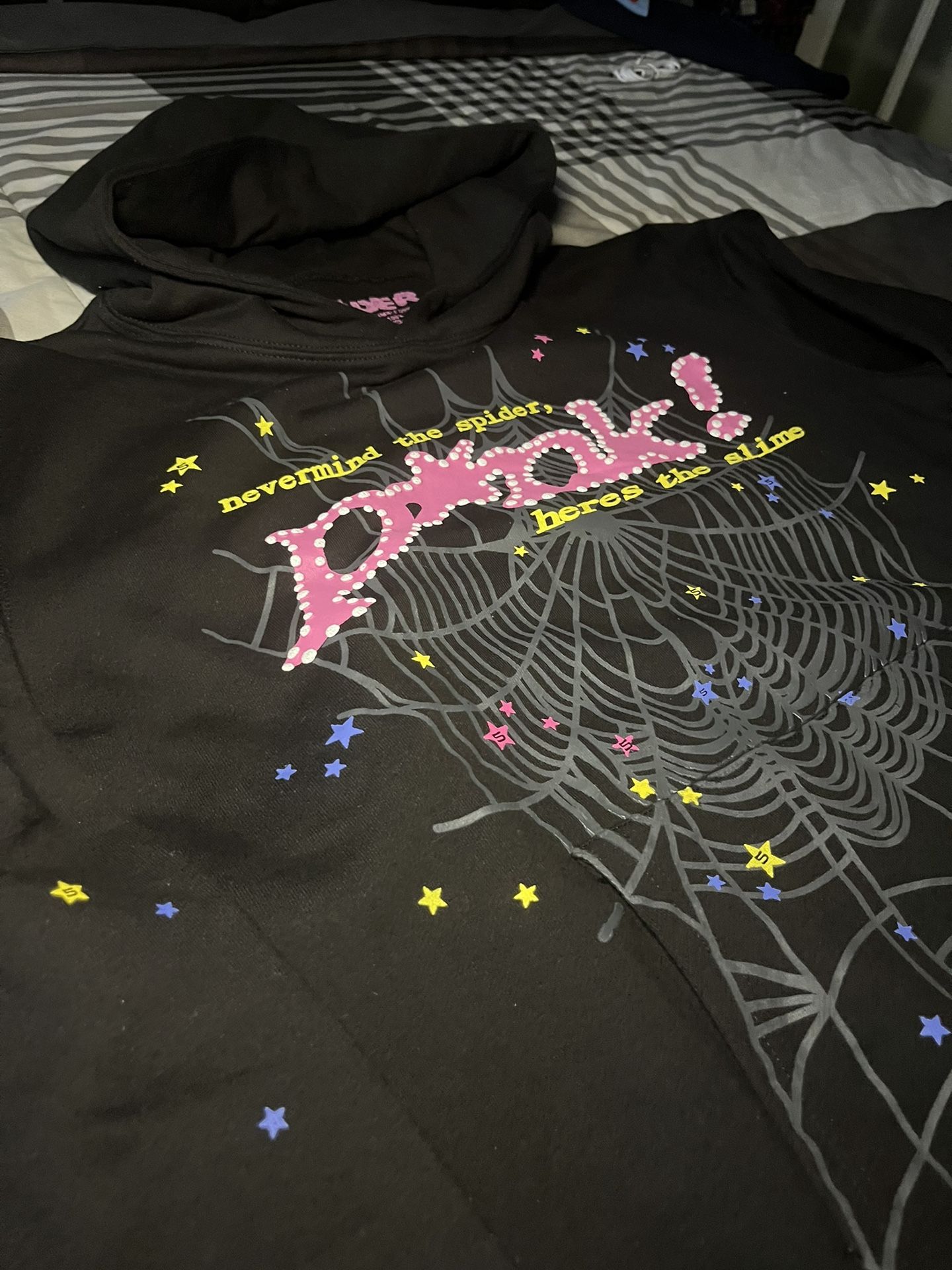 OG SP5DER Hoodie Black And pink Colorway Size: M