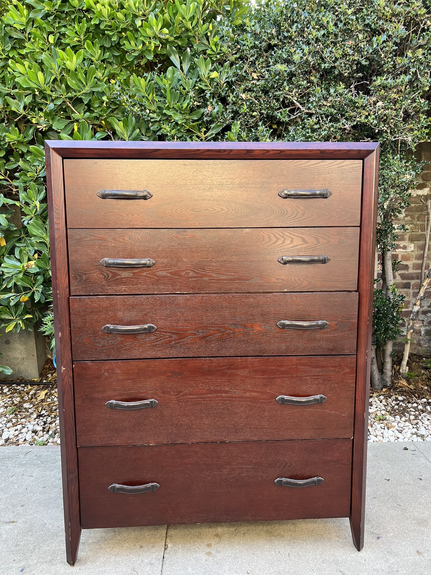 Modern Wood Tall Boy 5 Drawer Dresser