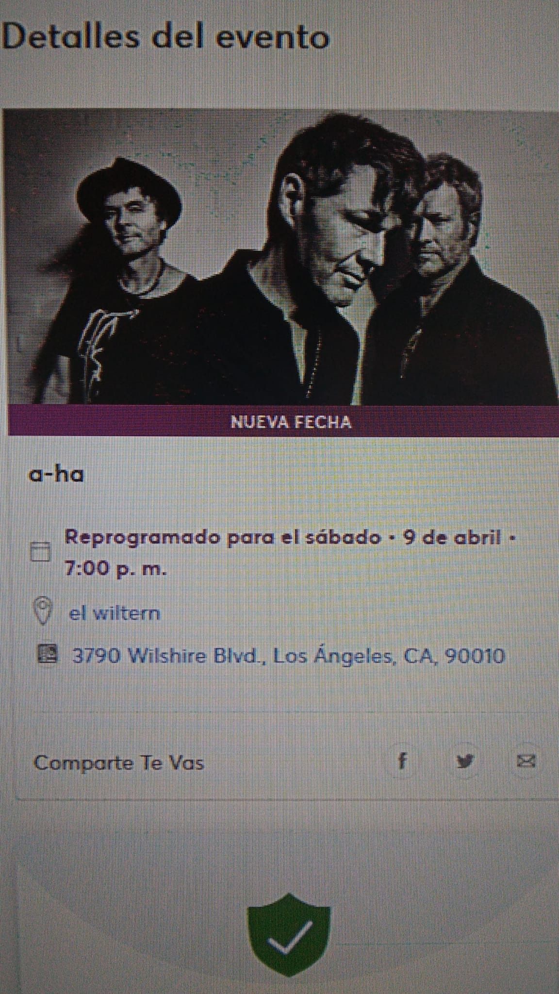 A-ha Concert Los Ángeles 2 Tickets April 9th