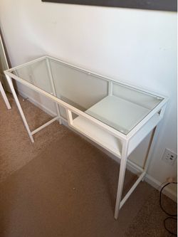 IKEA Glass Top Desk – White Frame
