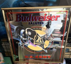 Budweiser Salutes U.S. Army Vintage Framed Bar Mirror