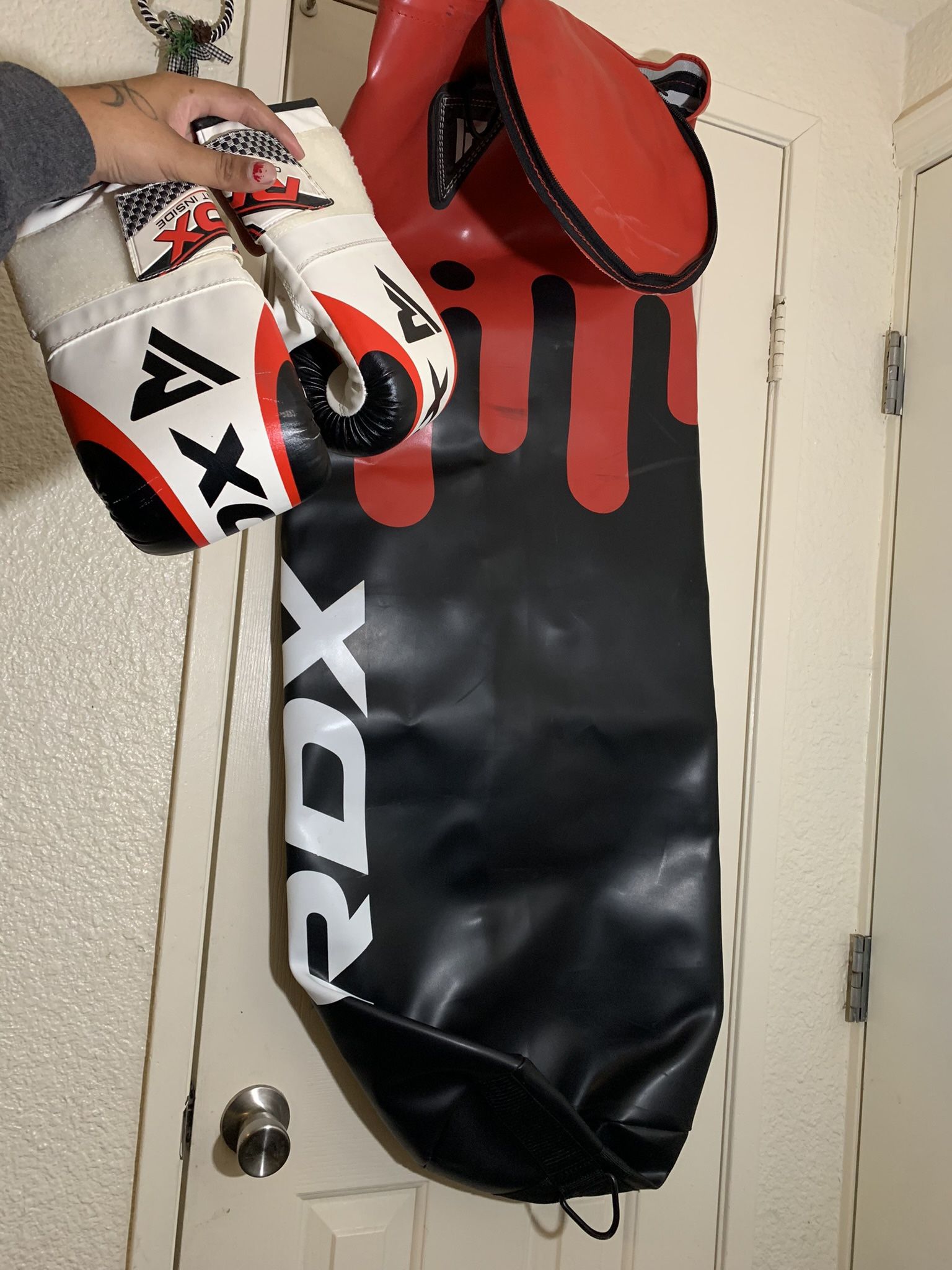 RDX Punching Bag Unfilled With Training Gloves
