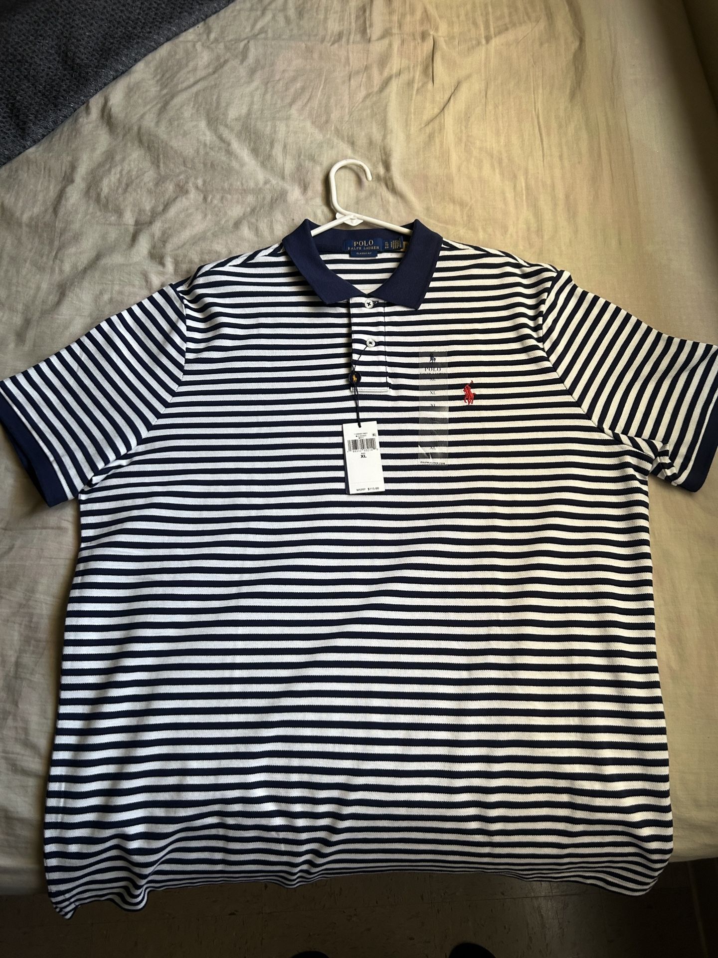 Navy White Striped Polo Ralph Lauren Polo Shirt