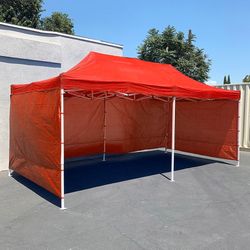 $240 (Brand New) Heavy-duty black 10x20 ft canopy with (4 sidewalls) ez pop up outdoor party tent w/ carry bag