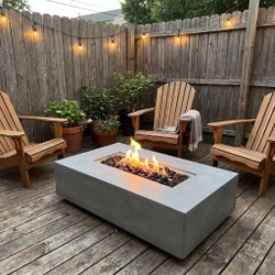 New 65 inch Concrete Fire Pit Table JRC65 Gray - 120,000 BTU Propane / Natural Gas - JRS Patio SD