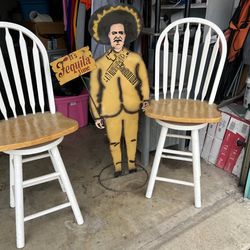 Sign is almost 47 inches tall plus two high chairs including