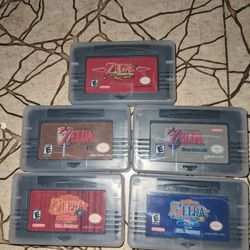 All 5 Zelda Games Minish Cap Links Awakening Oracle of Seasons Oracle of Ages Link to the Past Gameboy Advance GBA Cartridges