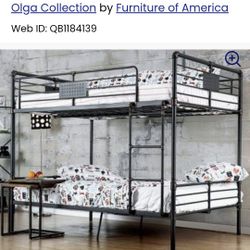 Nib Full Over Full Bunk Bed W/ Ladder Bookshelf