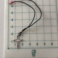 Sterling Silver Cross On Black Cord