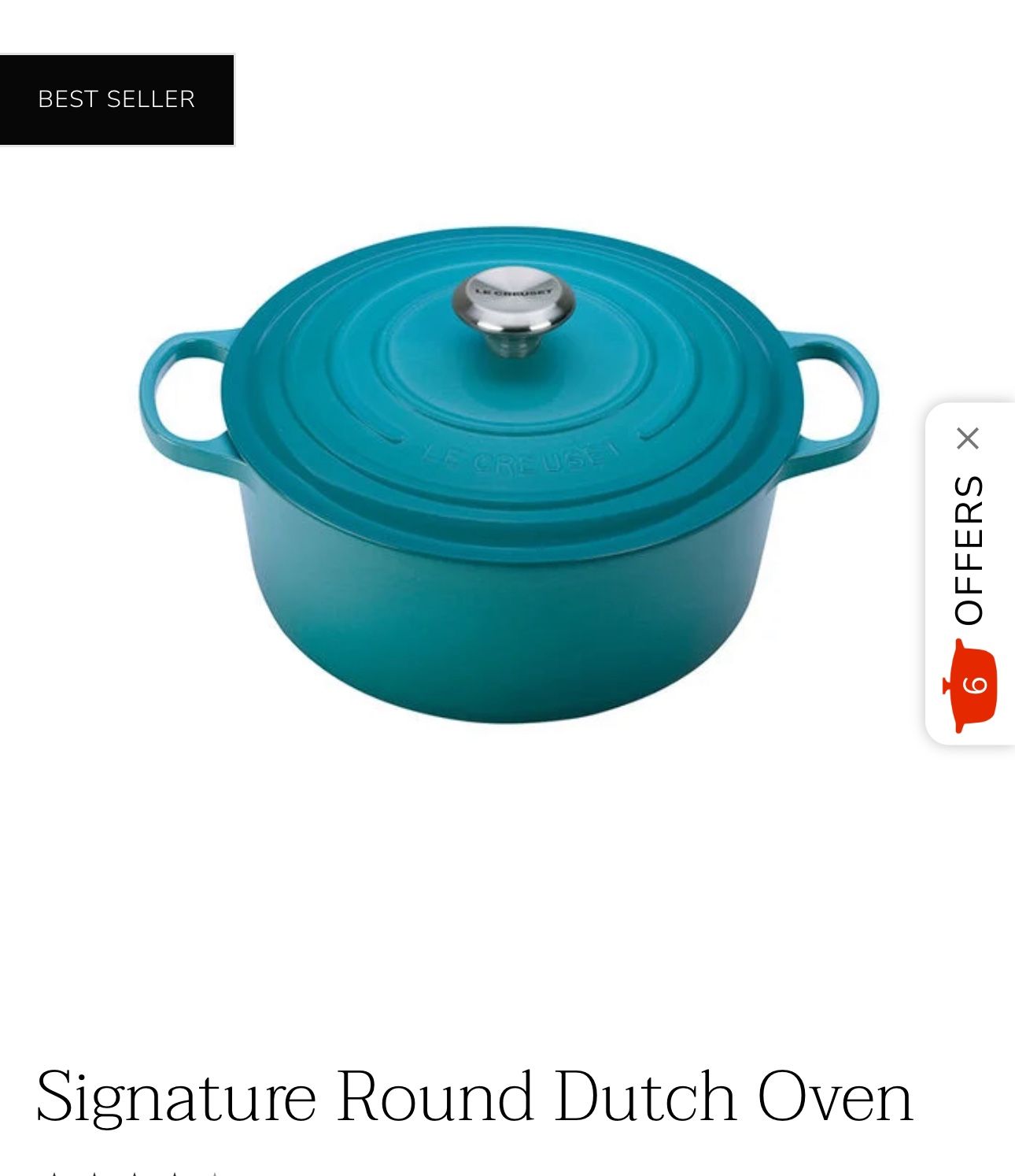 NIB Le Creuset Signature Round Dutch Oven 4.5 Qt Color:Caribbean