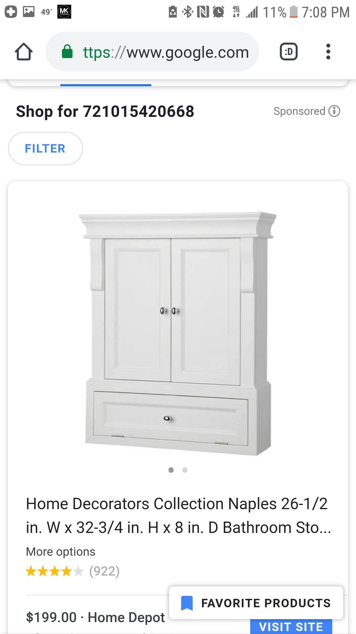 Home Decorators Collection Naples 26-1/2 in. W x 32-3/4 in. H x 8 in. D Bathroom Storage Wall Cabinet in Wh...