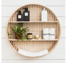 New!✨ 3 tier rattan boho farmhouse wall shelf