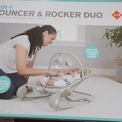 Summer by Ingenuity 2-in-1 Baby Bouncer & Rocker Duo, Light Gray Tweed