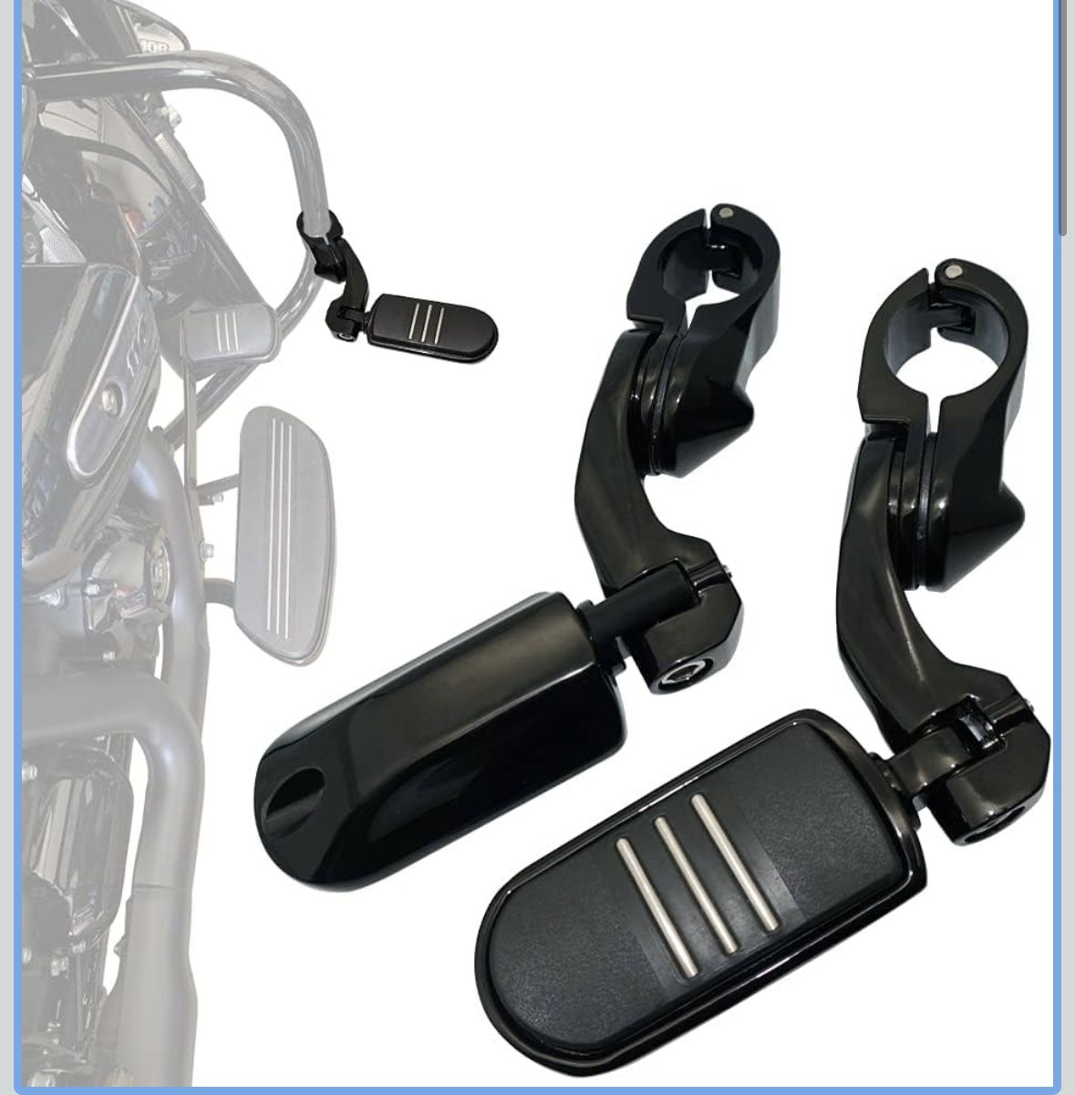 FOVPLUE 1.25" Highway pegs,Motorcycle Angled Adjustable Highway Footpegs for Harley Davidson Touring Road King Road Glide Street Glide Electra Glide S