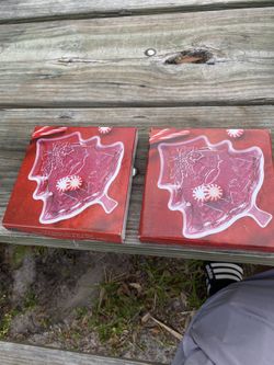 Bali Christmas Tree Plate New In Box 2 Piece Set