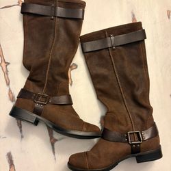 UGG Brown Heeled Boots w/ Buckle Detail
