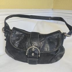 Vintage Coach 9248 Hobo Buckle Flap Leather Shoulder Bag 