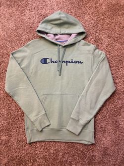 Champion Hoodie Pullover Spell Out Logo Mens Size Small Sage Green