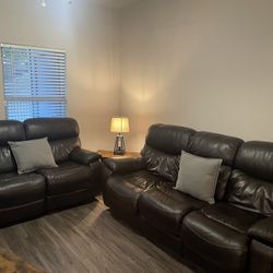 Leesworth Leather Power Sofa and Loveseat 