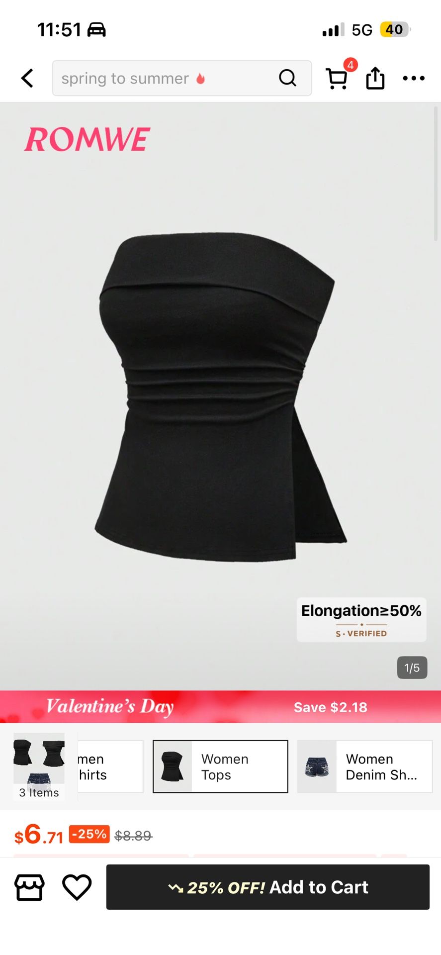 SHEIN Tube Top Size: Medium