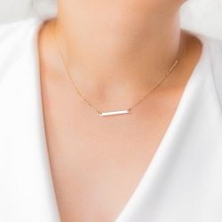 Letter S Gold Bar Dainty Necklace 