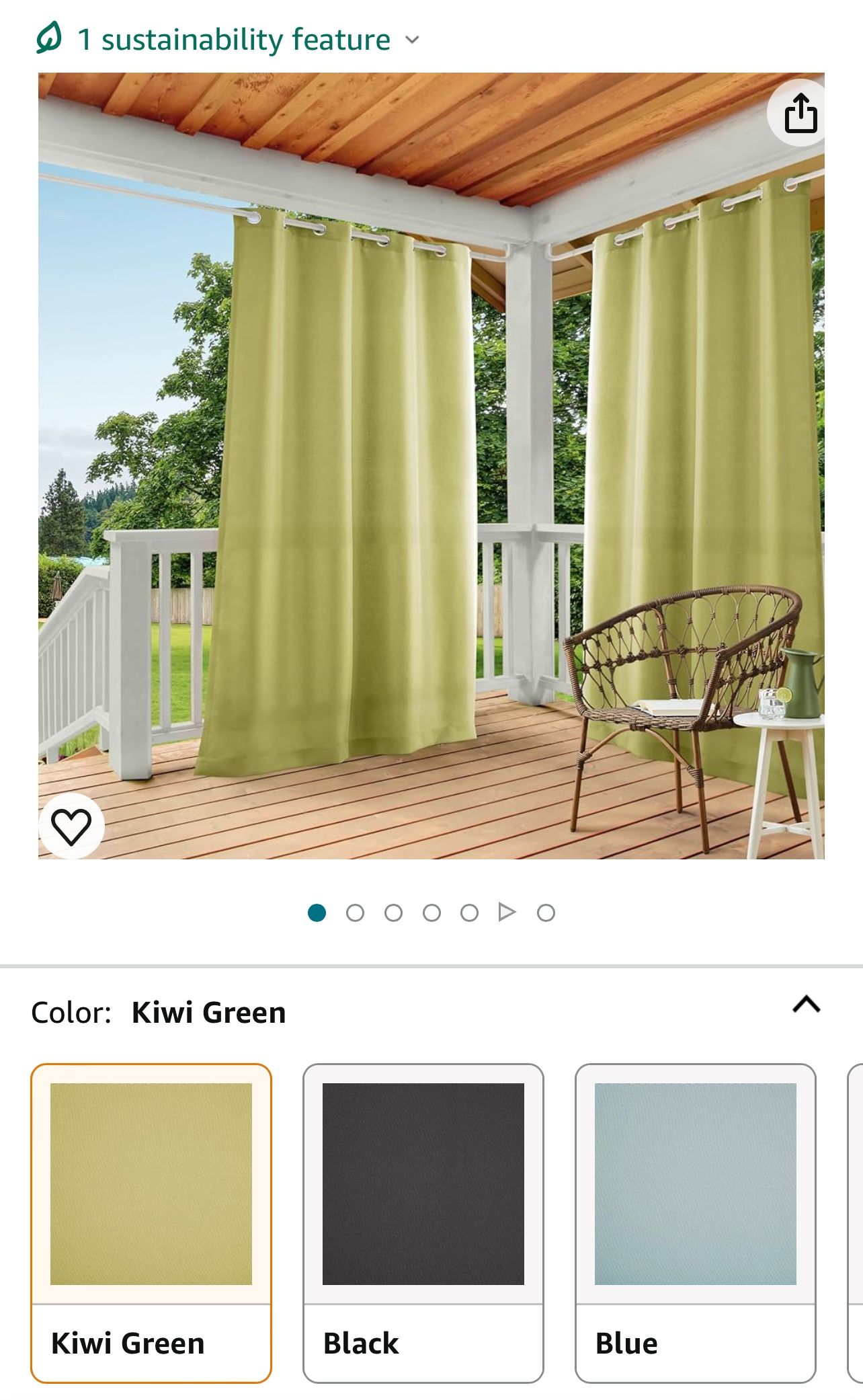 Kiwi Green Outdoor Curtains 120x54  —-4 Pair Available 