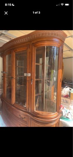 Wood China Cabinet with Glass Doors