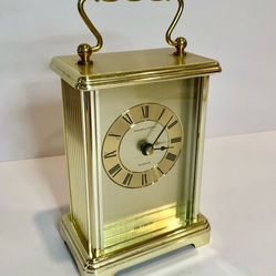 Hamilton Carriage Mantel Clock – Quartz – Gold Tone  Germany Working Good!