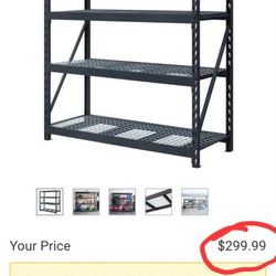 Whalen 4-Shelf Heavy Duty Steel Industrial Rack, 77”W x 24”D x 72”H, With Interlocking Wire Deck, Black