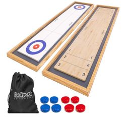 GoSports 6 ft Tabletop Shuffleboard and Curling 2 in 1 Game with 8 Pucks and Tote Bag