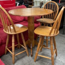 4pc Pub Dining Set Tall Drop Leaf Table And Swivel Bar Stools 