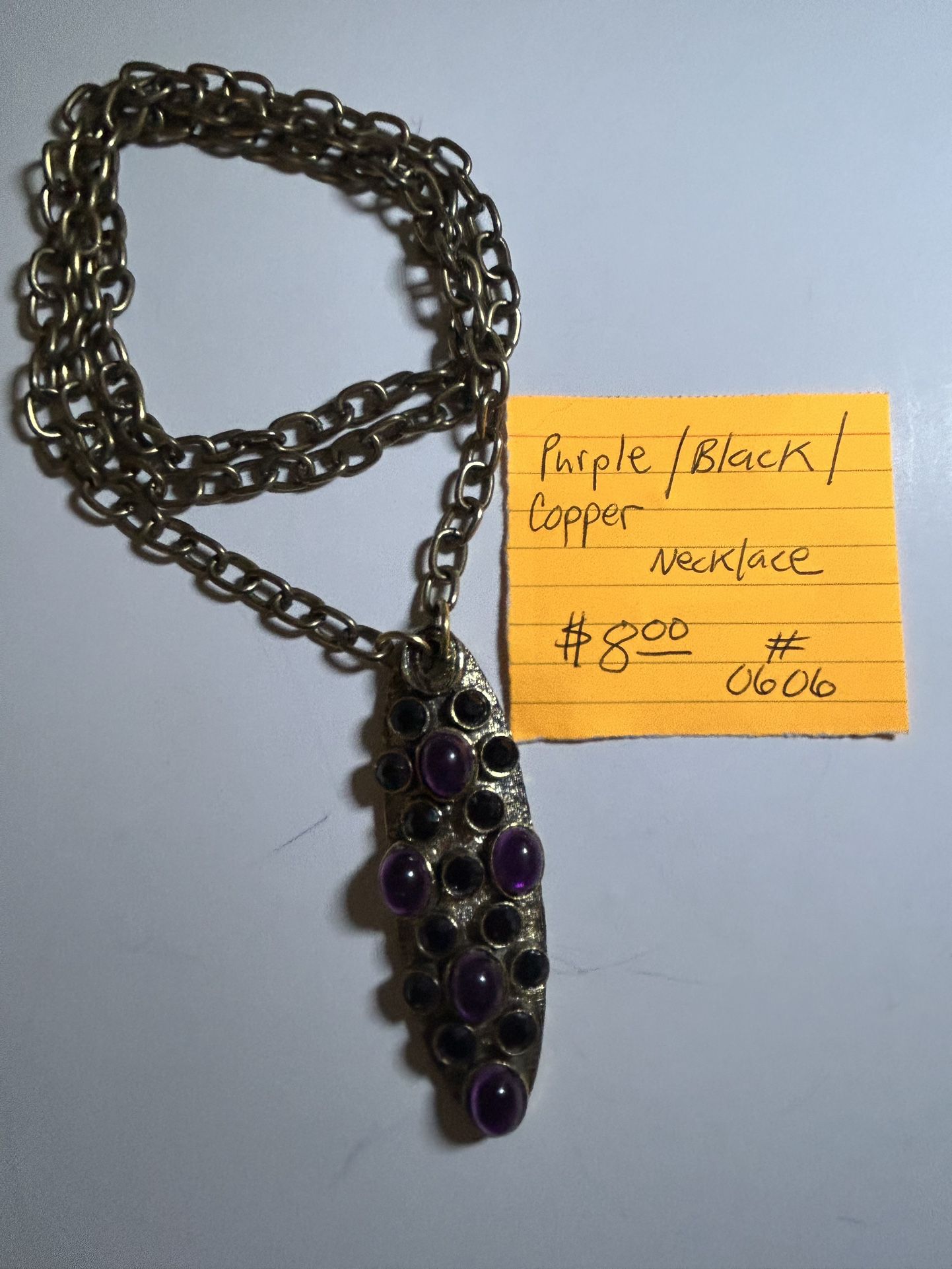 Purple Black Copper Necklace # 0606