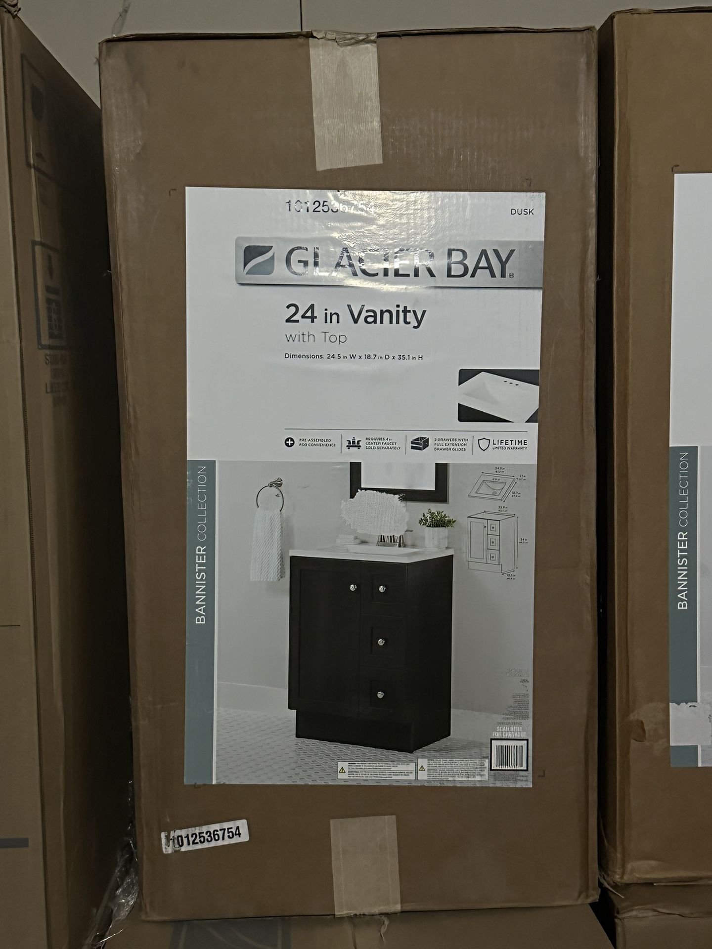 Bannister 24 in Single Sink Dusk Bath Vanity with White Cultured Marble Top New