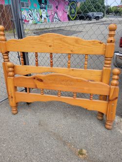 Solid Pine Wood Headboard and Footboard Set