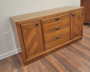Wood Credenza with Drawers and Cabinet Doors