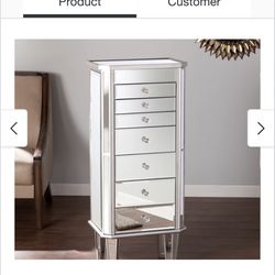 ASHLEY’S Furniture Silver Mirrored Jewelry Armoire. NEVER OPENED BOX