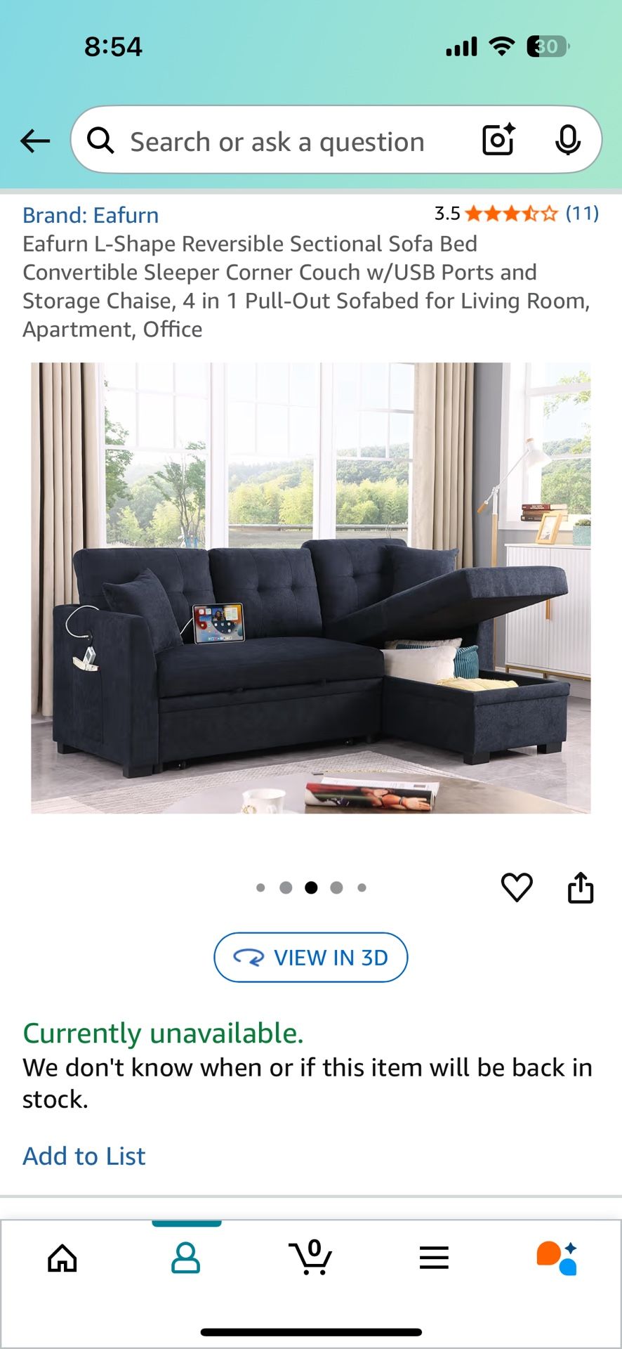 Pull Out L Sofa Bed Couch