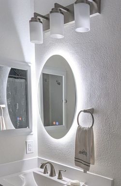 20 x 28 Oval Vanity bathroom lighted LED heated mirror anti-fog