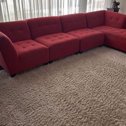 5 Piece Red Couch Sectional