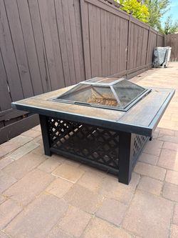 Square Outdoor Fire Pit Table with Mesh Cover