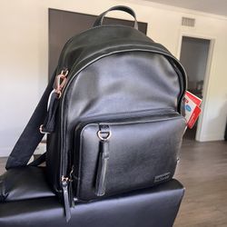 BRAND NEW* Skip Hop Black Leather Backpack Diaper Bag