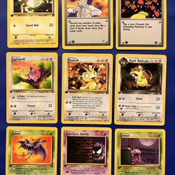 1st Edition 9 Pokemon Cards in Near Mint Condition