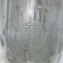 Walt Disney World Castle Etched Glass Pitcher Vintage 1980s France