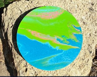 Abstract Painting "Ocean" 12in. Diameter