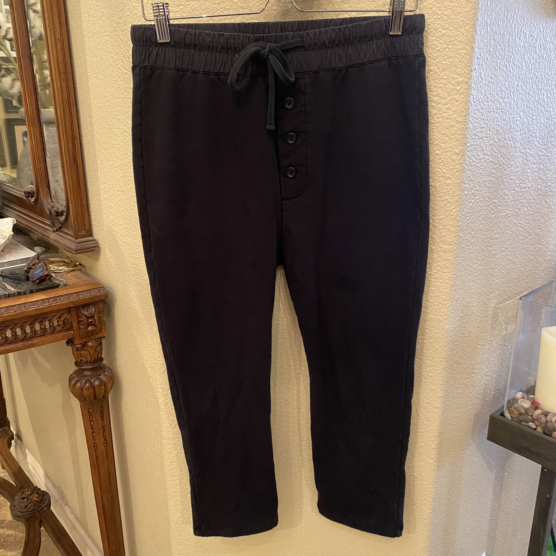 JAMES PERSE Women Black Drawstring Cropped Pants Size 1(S) Made in Japan